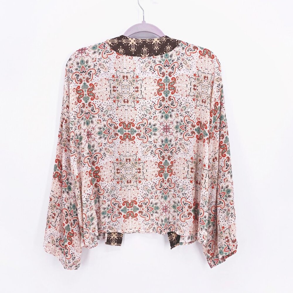 Michael Stars Patina Wide Sleeve Paisley Kimono OS - Picture 4 of 7